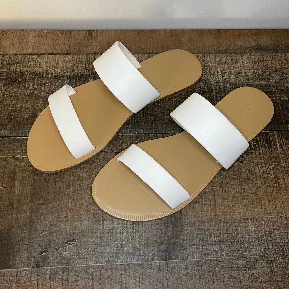 White and Tan Sandals